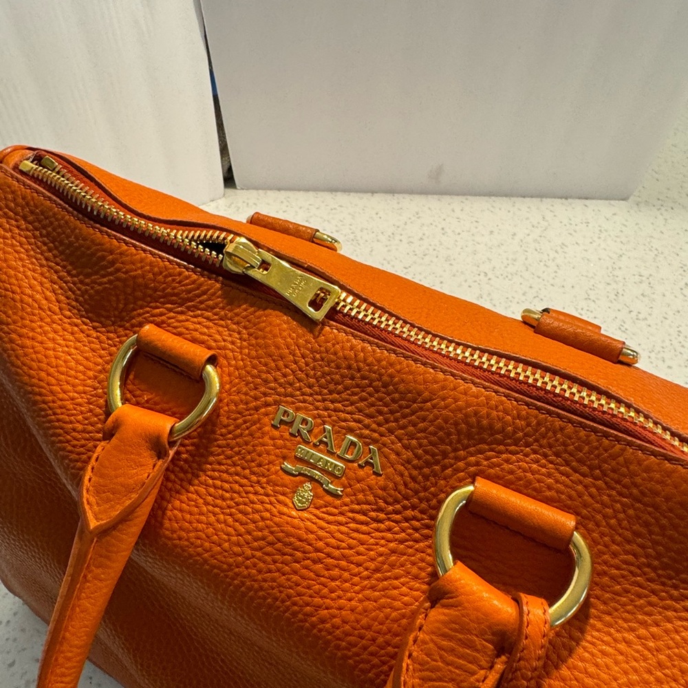 Prada Orange Leather Satchel with Shoulder Strap - Picture 2 of 6